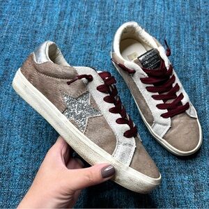 Vintage Havana Louis Calf Hair Star Sneakers in Crazy Taupe